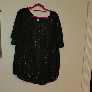 Torrid Black Sequin Blouse